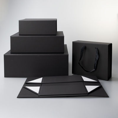 157gsm Art Paper Black Gift Box مع غطاء مغناطيسي صلب قابل للطي