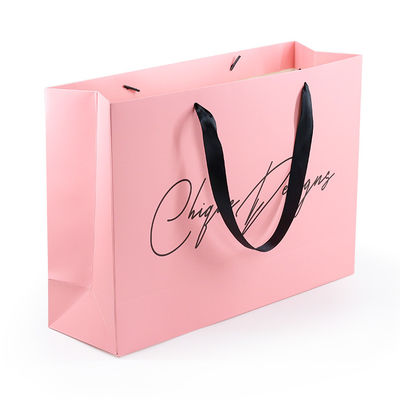 Custom LOGO Cosmetics Gift أكياس ورقية قابلة للطباعة CMYK مع مقبض